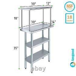 14 in. X 30 in. Stainless Steel Table with 2 Undershelves and Single Overshelf