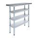 14 In. X 36 In. Stainless Steel Work Table With 3 Shelves Metal Utility Table