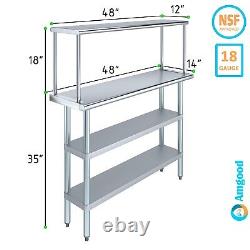 14 in. X 48 in. Stainless Steel Table with 2 Undershelves and Single Overshelf