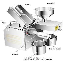 1500W Automatic Oil Press Machine with Double Oil Outlets Stainless Steel USA