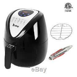 1500W Electric 3.7QT Oil Less Air Fryer Timer and Temperature Control Black