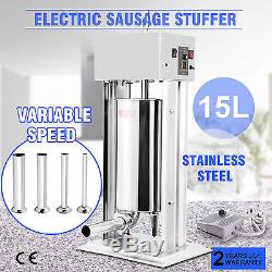 15L 33lbs Electric Sausage Filler Stuffer Maker Commercial Butcher Vertical