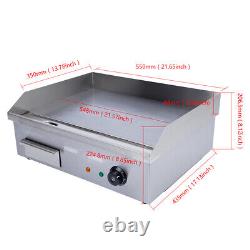 1600W 22 Commercial Electric Countertop Griddle Flat Top Grill Hot Plate BBQ US