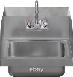 17 x 15 Commercial Wall Mount Stainless Steel Hand Sink with Faucet