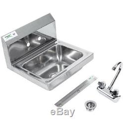 17 x 15 Hand Wash Sink with FAUCET Commercial Stainless Steel Wall Mount Kit