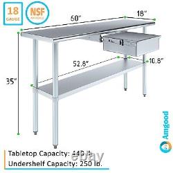 18 in. X 60 in. Stainless Steel Work Table With Drawer