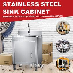 19.7 X 31.5 Commercial Sink Stainless Steel Kitchen Utility Sink+Sink cabinet