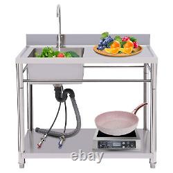 1CompartmentCommercialSinkKitchenUtilitySinkPrepTableStainlessSteel