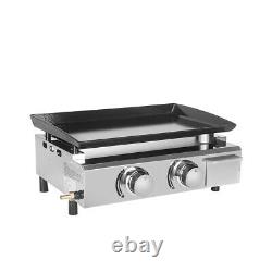 2 Burner Gas Plancha BBQ & Griddle Outdoor Healthy Cooking Hot Plate Fish Grill