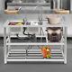 2-compartment Commercial Kitchen Sink Prep Table With 2x Faucet Stainless Steel