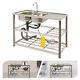 2 Compartment Commercial Kitchen Sink Prep Table With Faucet Set Stainless Steel