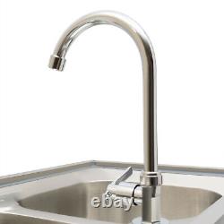 2 Compartment Commercial Kitchen Sink Prep Table with Faucet Set Stainless Steel