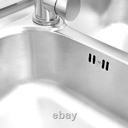 2-Compartment Commercial Kitchen Sink Stainless Steel Freestanding Sink withFaucet