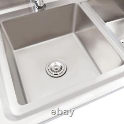 2 Compartment Commercial Sink with Double Faucet Restaurant Sink Stainless Steel