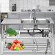 2 Compartment Commercial Sink With Faucet Restaurant Utility Sink Stainless Steel