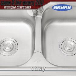 2 Compartment Commercial Stainless Steel Kitchen Sink Prep Table with Faucet USA