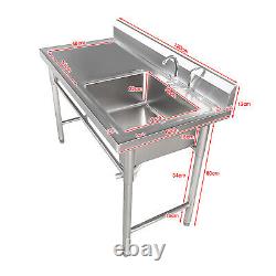 2 Compartment Commercial Stainless Steel Sink 304 Kitchen Utility Basin Sink