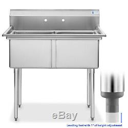 2 Compartment NSF Stainless Steel Commercial Kitchen Prep & Utility Sink