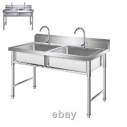 2 Compartment NSF Stainless Steel Commercial Kitchen Prep & Utility Sink