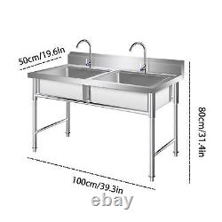 2 Compartment NSF Stainless Steel Commercial Kitchen Prep & Utility Sink