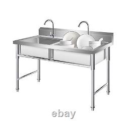 2 Compartment NSF Stainless Steel Commercial Kitchen Prep & Utility Sink