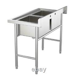 2 Compartment Sinks 304 Stainless Steel Large Capacity Kitchen Deep Sink