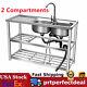 2 Compartment Stainless Steel Commercial Kitchen Utility Sink With Prep Table