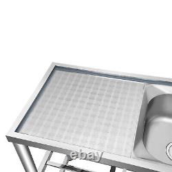 2 Compartment Stainless Steel Commercial Kitchen Utility Sink with Prep Table