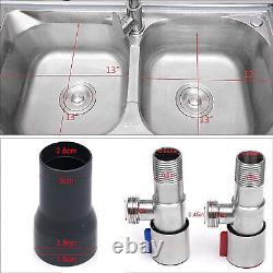 2 Compartments Silver Commercial Sink Stainless Steel with Prep Table