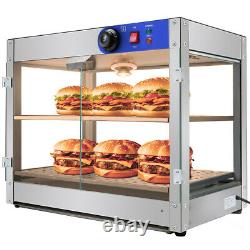 2-Tier Commercial Food Warmer Cabinet Heat Food Pizza Store Display Cupboard