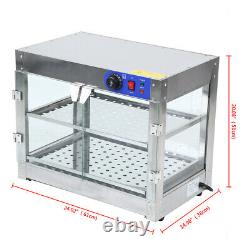 2-Tier Commercial Food Warmer Cabinet Heat Food Pizza Store Display Cupboard