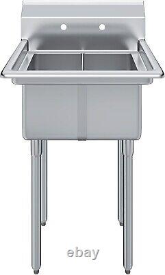 20'' x 26'' Stainless Steel 2-Compartment Sink Commercial Kitchen Basin