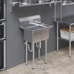 20'' x 26'' Stainless Steel 2-Compartment Sink Commercial Kitchen Basin