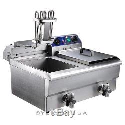 20L Commercial Deep Fryer with Timer and Drain Fast Food French Frys Electric