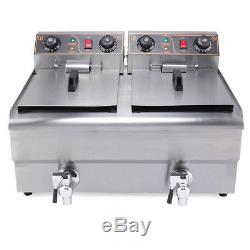 20L Commercial Deep Fryer with Timer and Drain Fast Food French Frys Electric NEW