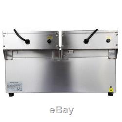 20L Commercial Electric Countertop Deep Fryer Dual Tank Restaurant Meat withFaucet