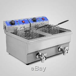 20L Commercial / Home Steel Benchtop Electric Deep Fryer with Double Oil Basket