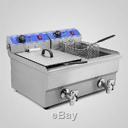 20L Electric Deep Fryer Dual Tank Commercial Restaurant Stainless Countertop