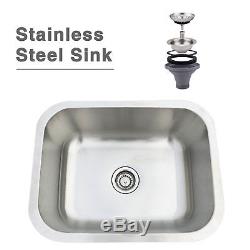 23 Under Mount Bowl Stainless Steel Sink Kitchen Sink Single Bowl with Strainer