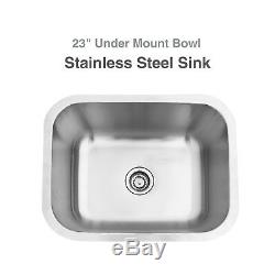23x18'' Stainless Steel Kitchen Undermount Sink 18 Gauge Single Bowl 9'' Deep