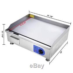 24 1500W Electric Countertop Griddle Flat Top Commercial Restaurant Grill BBQ