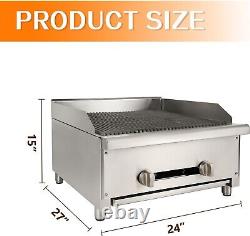 24'' Commercial Gas Charbroilers Grill Radiant Broiler 2 Burners For BBQ Cooking