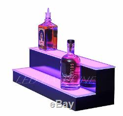 24 LIGHTED BAR SHELF, Two Steps, Liquor display shelving, bar bottle shelves