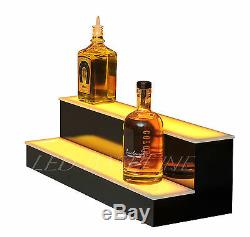 24 LIGHTED BAR SHELF, Two Steps, Liquor display shelving, bar bottle shelves