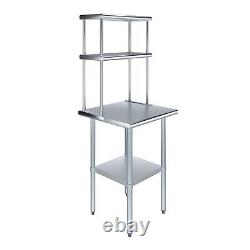 24 in. X 24 in. Stainless Steel Work Table & 12 in. Wide Double Tier Overshelf