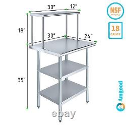 24 in. X 30 in. Stainless Steel Table with 2 Undershelves and Single Overshelf