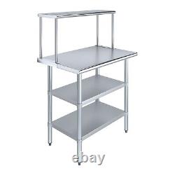 24 in. X 36 in. Stainless Steel Table with 2 Undershelves and Single Overshelf