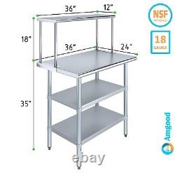 24 in. X 36 in. Stainless Steel Table with 2 Undershelves and Single Overshelf