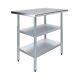24 In. X 36 In. Stainless Steel Work Table With 2 Shelves Metal Utility Table