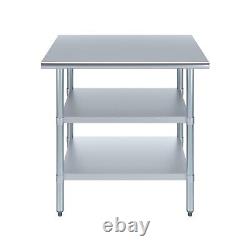 24 in. X 36 in. Stainless Steel Work Table with 2 Shelves Metal Utility Table